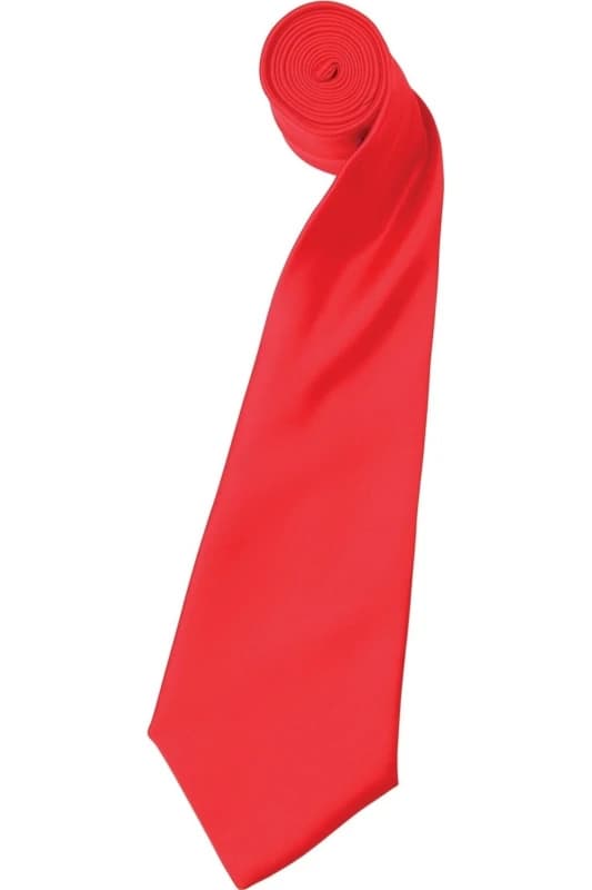 Premier Premier Men Plain Satin Tie (Narrow Blade) in Red Red One Size Male 5054171869350