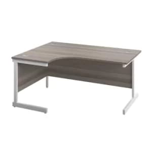 1600 X 1200 Single Upright Left Hand Radial Desk Grey Oak-White