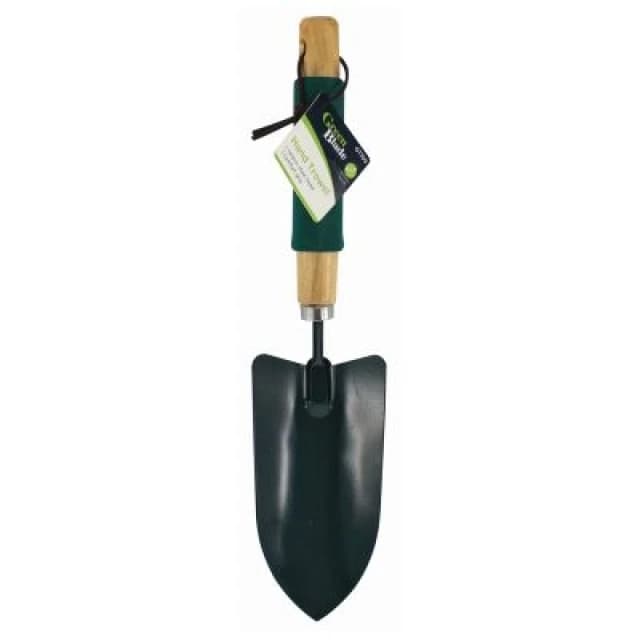 Green Blade Hand Trowel With Cushion Grip Wooden Handle 53110AWUK