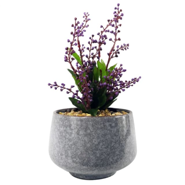 Leaf 28cm Ceramic Tall Blue Planter with Artificial Purple Vitex Negundo Plant Purple unisex