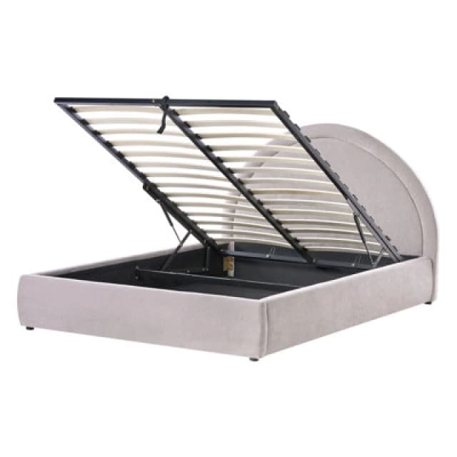 Beliani Ottoman Bed Chenille Mouzon 140 X 200 Cm (Eu Double) Taupe