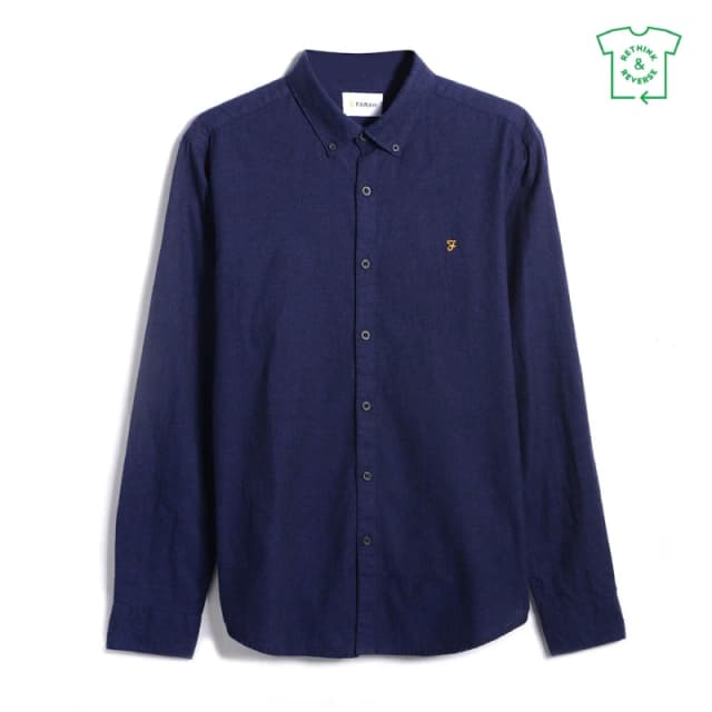 Farah Steen Brushed Cotton Long Sleeve Shirt Adults - Blue Blue XS