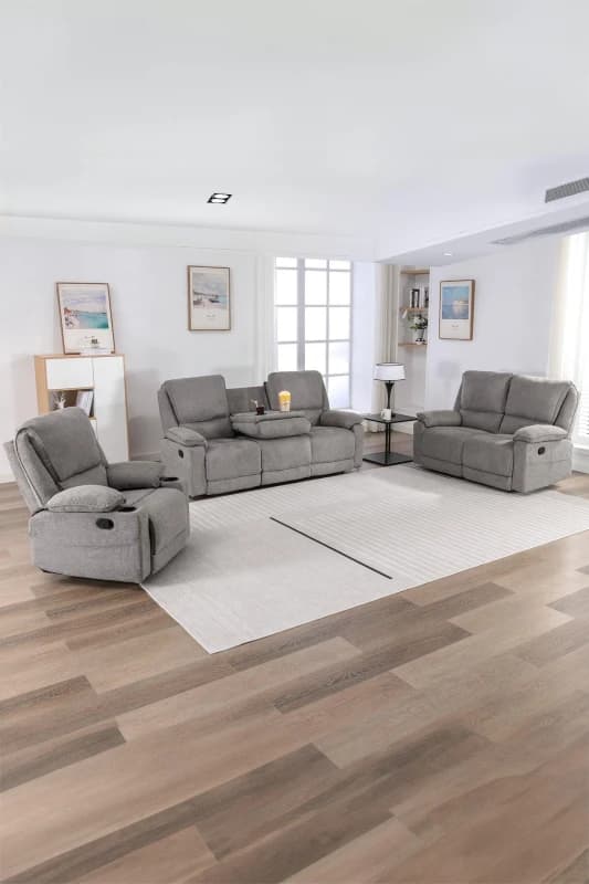 More4Homes Sydney 1+2+3 Seater Fabric Manual Recliner Sofa Set (Grey)