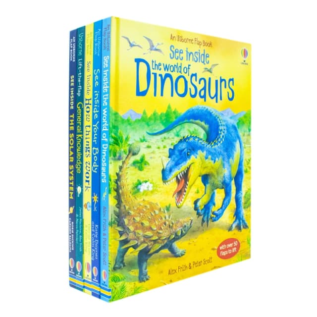 Usborne See Inside Lift The Flap 5 Book Collection World Of Dinosaurs Your Body How Things Work Alex Frith & Katie Daynes & Conrad Mason & Rosie Dicki