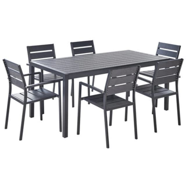 Beliani Garden Dining Set 6 Seater Vernio Black