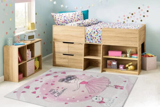 RugsX Bambino 2161Washing Carpet Ballerina, Kitty For Children Anti Slip - Pink 80X150 Cm