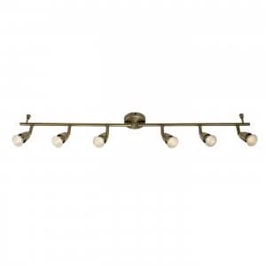 Adjustable 6 Light Spotlight Antique Brass, GU10