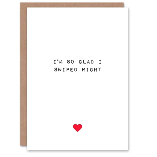 Artery8 Anniversary Card Fun Funny Humour Glad Swiped Right For Him or Her White unisex