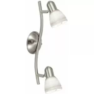 Loops - Wall Light Colour Satin Nickel Shade White Glass Wiping Technique Bulb E14 2x40W