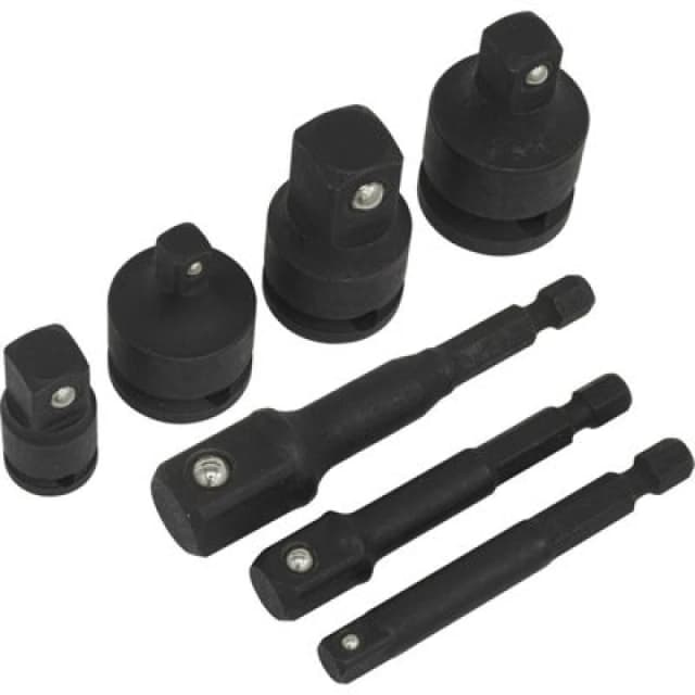 Loops 7 PACK - 1/4" Hex Chuck to IMPACT Socket Adapters - Power Drill Square Drive Set Multi