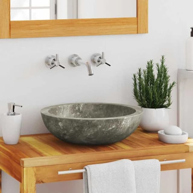 VIDAXL Sink Grey Ø40x12cm Marble Vidaxl 8720286300688