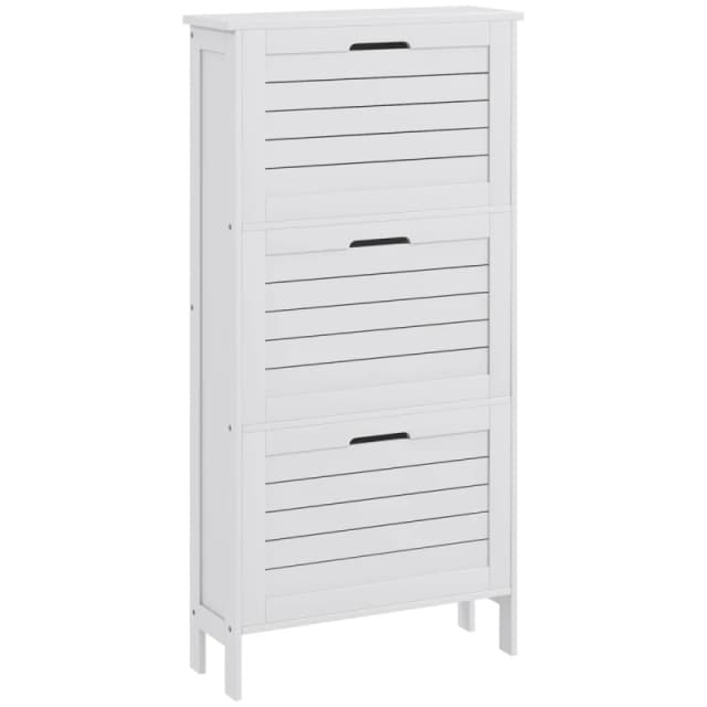 HOMCOM HOMCOM Narrow Shoe Storage Cabinet with 3 Flip Drawers, White