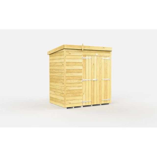 Buttercup Farm 6 x 4 Feet Pent Shed - Double Door W/O Windows - L118 x W185 x H201cm in Brown Brown Unisex
