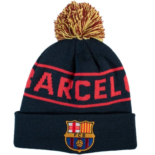 FC Barcelona Mens Text Ski Hat in Navy Navy Male One Size