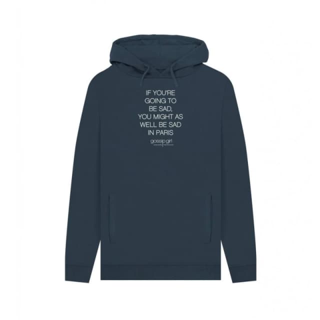 Gossip Girl Mens Sad In Paris Hoodie in Navy Size: Small Navy Male S