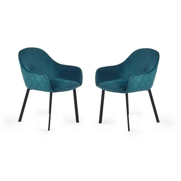 Julian Bowen Set Of 2 Lima Dining Chairs - Teal Velvet LIM011