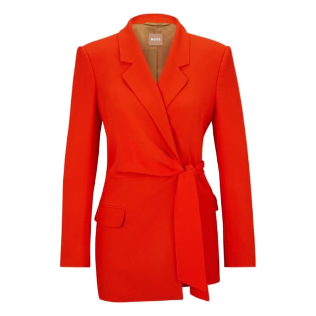 Boss Womens Jawana Tailored Wrap Viscose Long Sleeve Blazer Bright Orange female 8 (S)