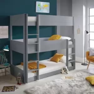 Bedmaster - Snowdon Three Tier Bunk Bed Grey With Orthopaedic Mattresses