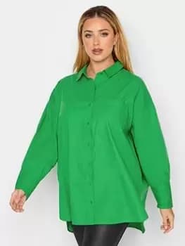 Yours Oversized Poplin Shirt Green, Size 16, Women