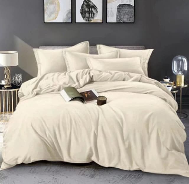 Ezysleep Ezysleep Beige Marl Printed Duvet Set in Natural Size: Single Natural Single Unisex 0721545589675