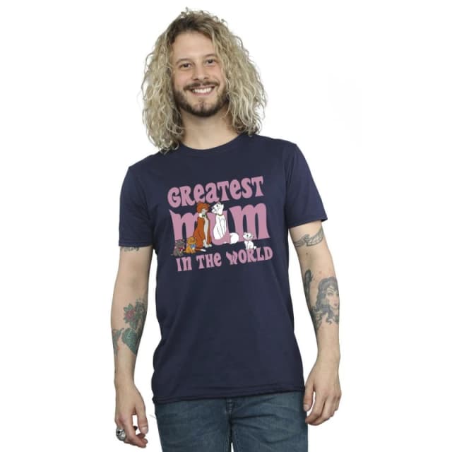 Disney Men The Aristocats Greatest Mum T-Shirt in Navy Size: Small Navy S Male 5063153556492