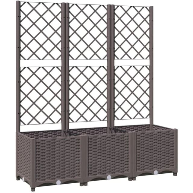 vidaXL Garden Planter w/ Trellis Brown 120x40x136cm PP, Brown 318263