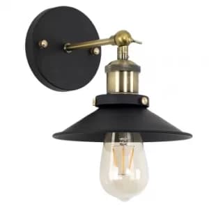 Colonial Steampunk Wall Light in Black and Antique Brass