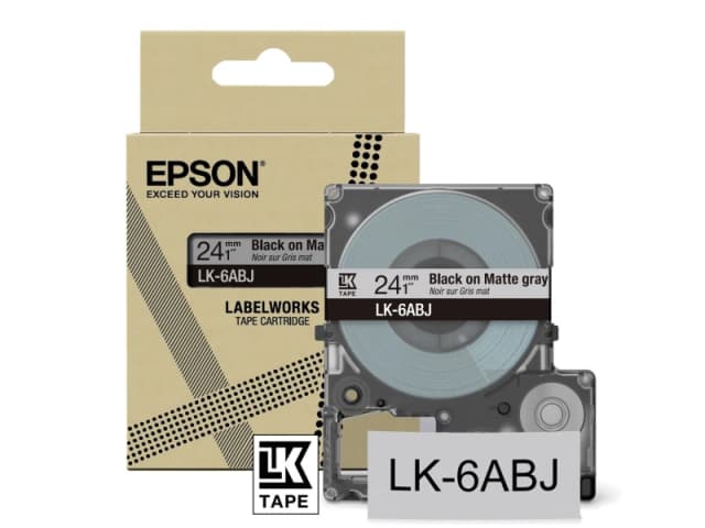 Epson LK-6ABJ Black on Matte Light Gray Tape Cartridge 24mm -...