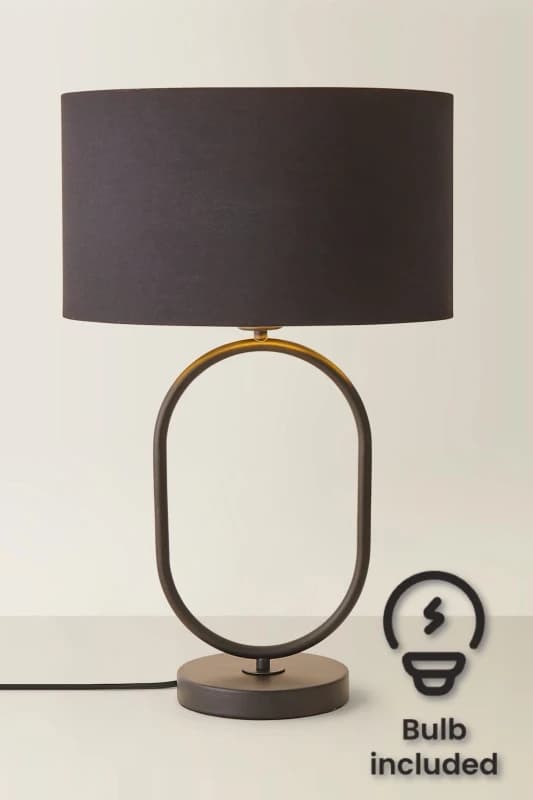 ValueLights ValueLights Antonia Black and Gold Drum Shade Matte Black Oval Table Lamp and Bulb Black One Size Unisex 5059406067013