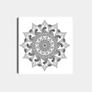 MANDALA61 White Black Decorative Canvas Painting