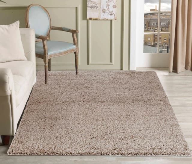 Desire Rugs Plain Living Room Shaggy Area Rugs L.beige 160X230 Cm