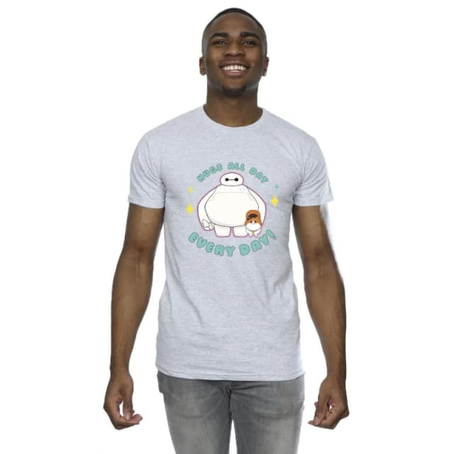 Disney Men Big Hero 6 Baymax Hugs Everyday T-Shirt in Grey Size: Small Grey S Male 5059934898721