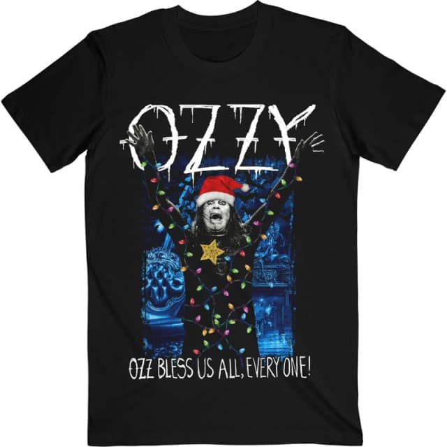 Ozzy Osbourne Mens Arms Out Holiday T-Shirt in Black Size: Medium Black Male M