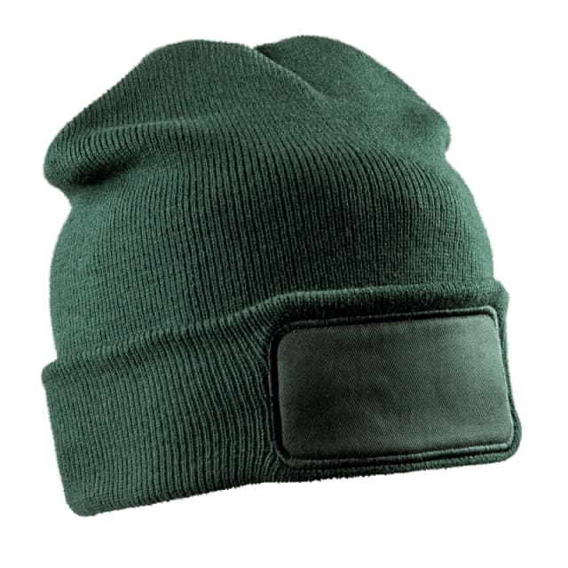 Result Result Men Double Knit Printer Patch Beanie in Bottle Green Bottle Green One Size Male 5063425000173