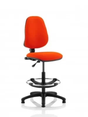 Eclipse I Lever Task Operator Chair Orange Fully Bespoke Colour With Hi Rise Draughtsman Kit