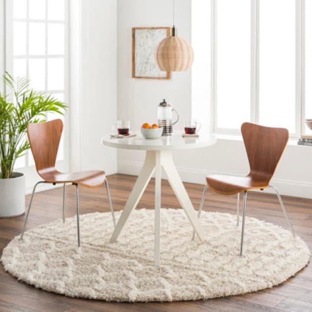 Livabliss Round Shaggy Geometric Plush Pile Cream Beige Nour Area Rug 160 X 160 Cm - Easy Care, Ideal For Living Room & Bedroom