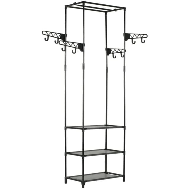 VIDAXL Clothes Rack Steel and Non-woven Fabric 55x28.5x175cm Black Vidaxl 245742