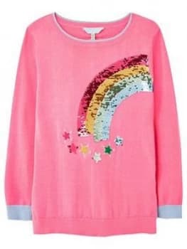 Joules Girls Meryl Rainbow Knitted Jumper - Pink