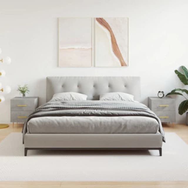 VIDAXL Bedside Cabinets 2 pcs Concrete Grey 40x35x47.5cm Engineered Wood Vidaxl 8720845908645