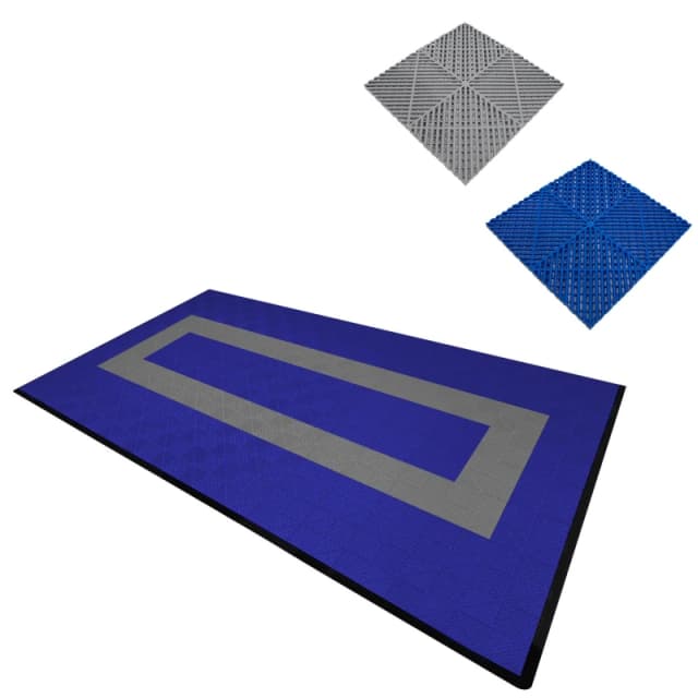 Monstershop Vented Garage Floor Tiles Blue (x90), Grey (x30) with Edges (x46) Blue