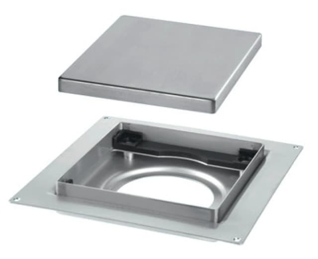 McAlpine TILE-PLAIN-B 150mm Square Stainless Steel Tile Drain for use with 50mm Water Seal trap body Silver