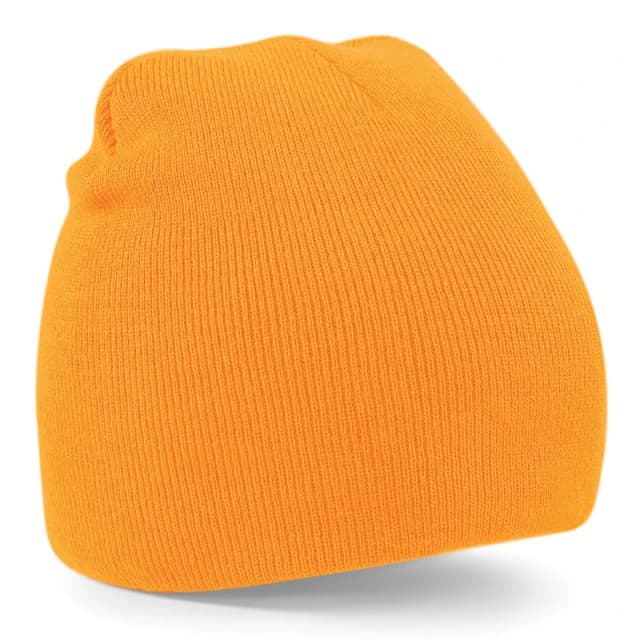 Beechfield Beechfield Men Plain Basic Knitted Winter Beanie Hat in Orange Orange One Size Male 5057080745821