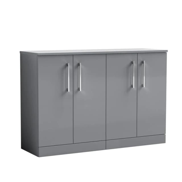 Balterley Level 1200mm Floor Standing 4 Door Vanity Unit & Worktop - Satin Grey Grey Unisex