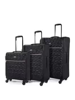 Rock Luggage Jewel SA56801 4 Wheel Spinner Black Suitcase 3Pcs Set