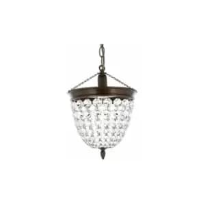 Impex Baguette Crystal Antique Brass Pendant Ceiling Light