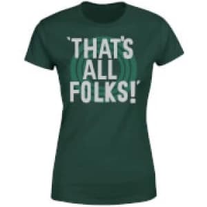 Looney Tunes That's All Folks Womens T-Shirt - Forest Green - L