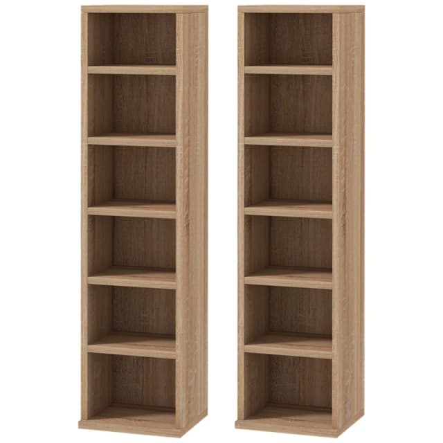 HOMCOM 204 CD Media Display Shelf Unit Set Of 2 - Natural, Yellow 833-872V00AK