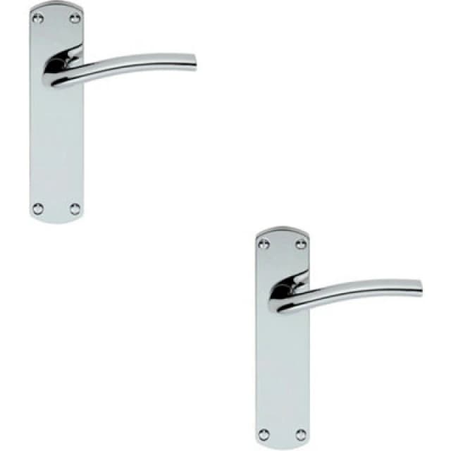 Loops 2x Rounded Curved Bar Handle on Latch Backplate 170 x 42mm Polished Chrome Multi