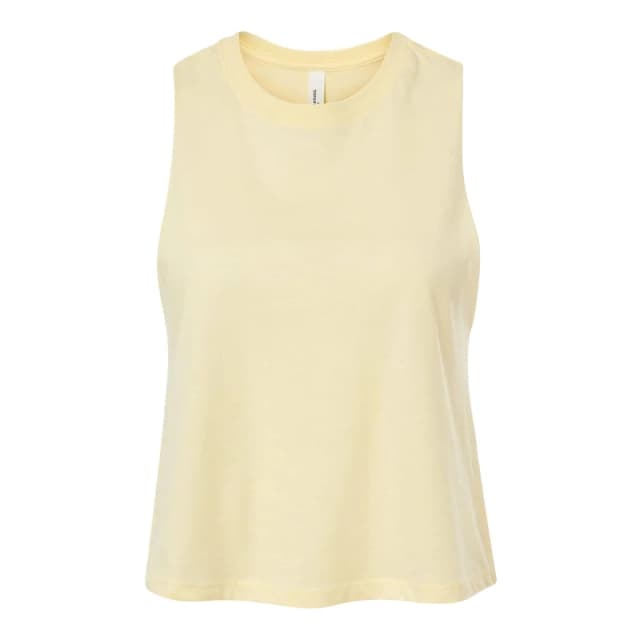Bella + Canvas Womens Racerback Cropped Sleeveless Tank Top in Yellow Size: Small Yellow Female S