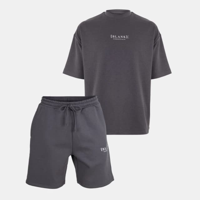 Blank Essentials Puff Print T-Shirt Short Set Storm Grey male Large